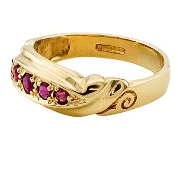 9ct gold Ruby 5 stone Ring size N